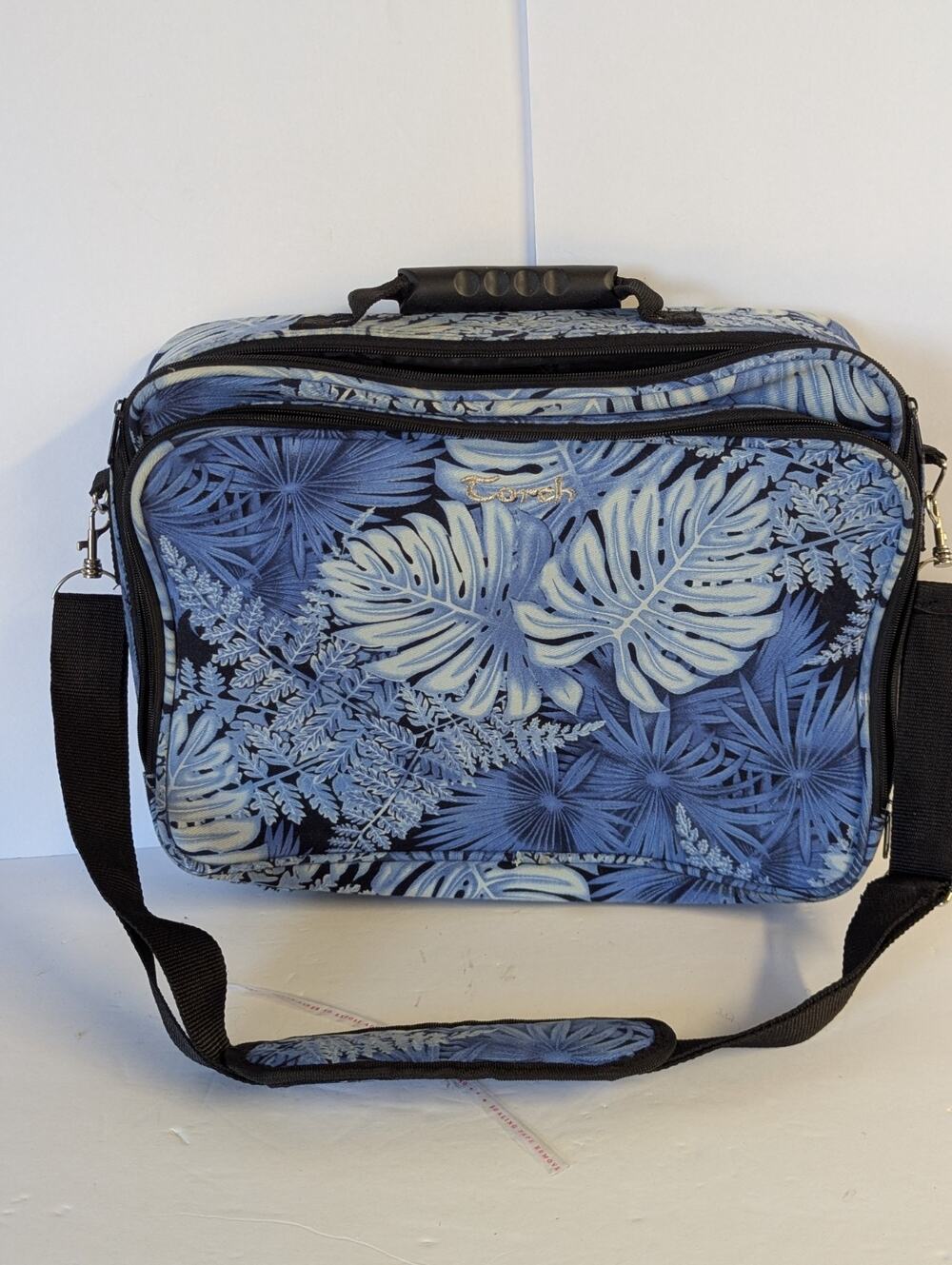Hawaian Computer bag,Blue Tropical Floral Laptop Briefcase Messenger Bag 17x12 N